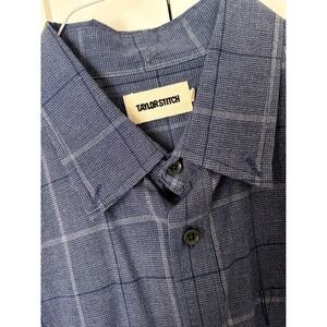 Taylor Stitch Button Down Shirt Mens 44 Navy Blue Textured Long Sleeve Tailored